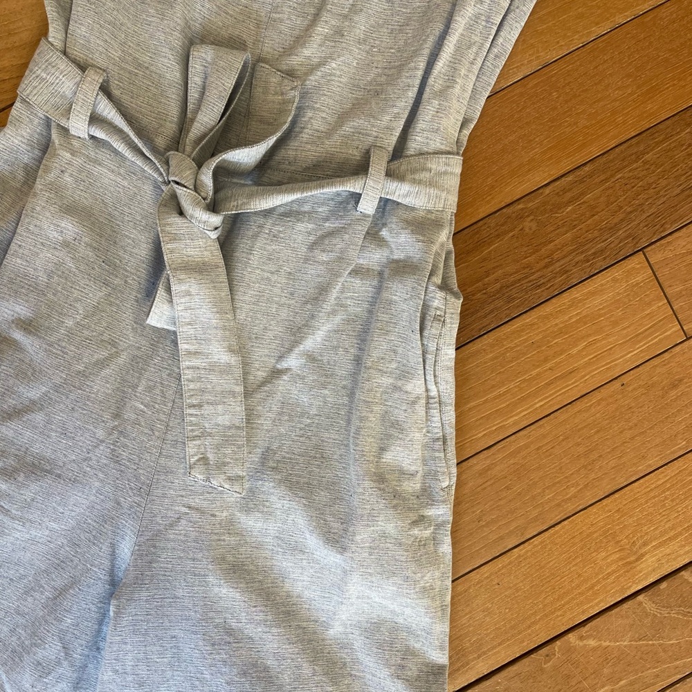 People Tree Organic Cotton Gray Wide-Leg Jumpsuit Belted Size 8 - Picture 5 of 13